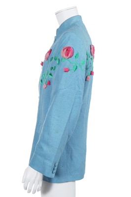 Lot 145 - A Richard James men's embroidered sky-blue silk-blend jacket, 'Cecil Beaton' collection, Spring-Summer 1990