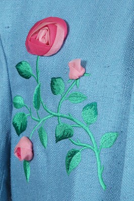 Lot 145 - A Richard James men's embroidered sky-blue silk-blend jacket, 'Cecil Beaton' collection, Spring-Summer 1990