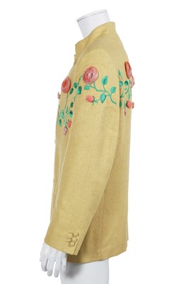 Lot 146 - A Richard James men's embroidered yellow silk-blend jacket, 'Cecil Beaton' collection, Spring-Summer 1990