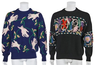 Lot 147 - Two Richard James men's intarsia knitted marino wool sweaters, circa 1990