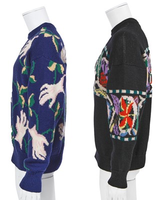 Lot 147 - Two Richard James men's intarsia knitted merino wool sweaters, circa 1990