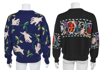 Lot 147 - Two Richard James men's intarsia knitted merino wool sweaters, circa 1990