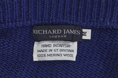 Lot 147 - Two Richard James men's intarsia knitted merino wool sweaters, circa 1990