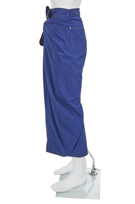 Lot 109 - A pair of Jean Paul Gaultier blue cotton sarong-trousers, ‘Les Tatouages/La Brute et le Raffiné’ commercial collection, Spring-Summer 1994