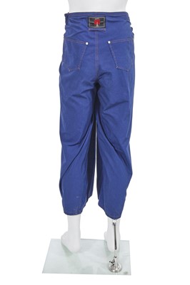 Lot 109 - A pair of Jean Paul Gaultier blue cotton sarong-trousers, ‘Les Tatouages/La Brute et le Raffiné’ commercial collection, Spring-Summer 1994