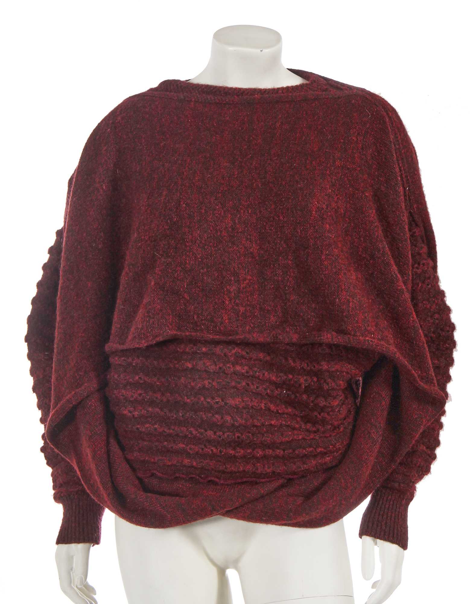 Lot 444 - An Issey Miyake maroon wool jumper/dress, circa 1980