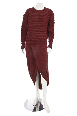 Lot 444 - An Issey Miyake maroon wool jumper/dress, circa 1980