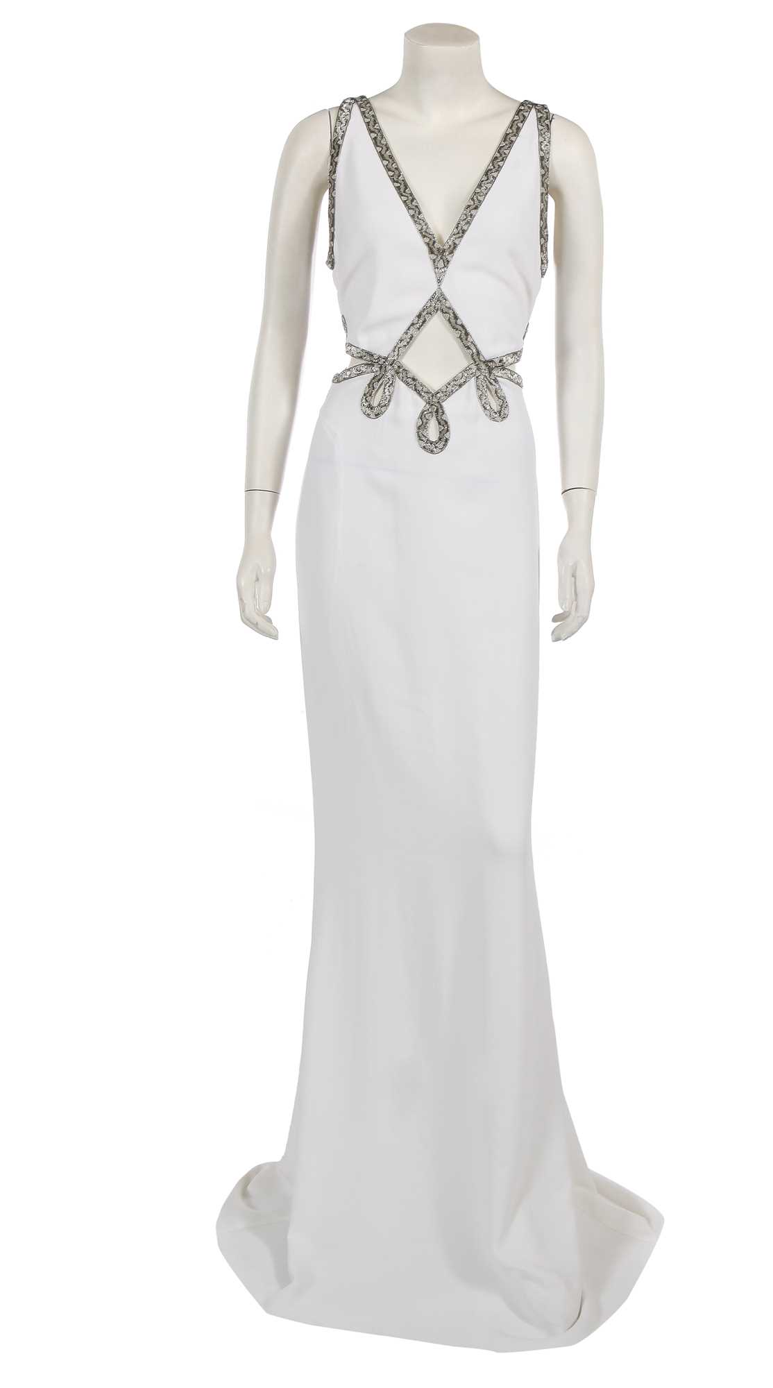 Lot 321 - A Roberto Cavalli by Peter Dundas white crêpe sheath dress, circa 2017