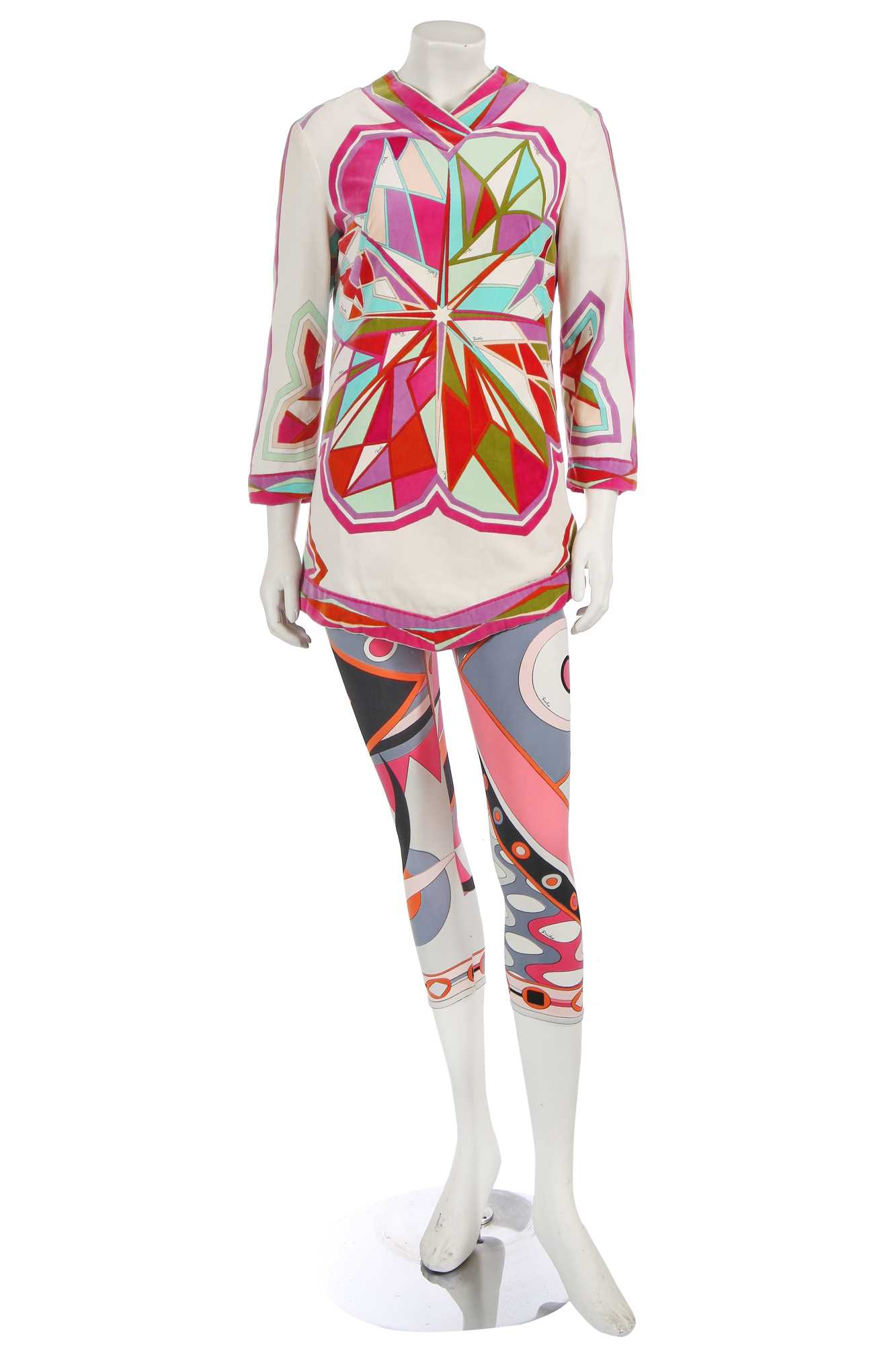 Lot 709 - An Emilio Pucci printed tunic and leggings ensemble, 1960s