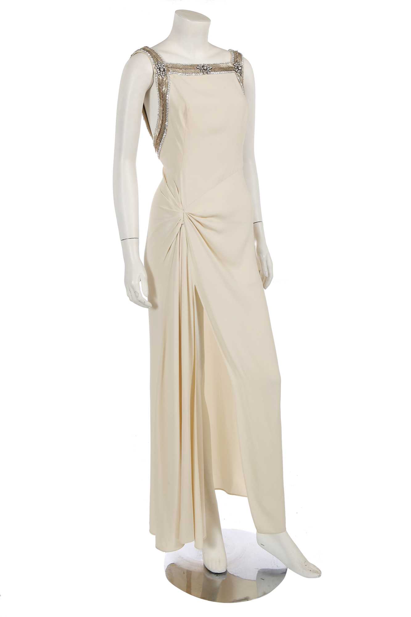 Lot 371 - A Roberto Cavalli embellished cream satin-backed-crêpe dress, 2000s