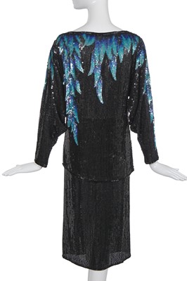 Lot 440 - A Halston blue and black sequined ensemble, 1970s