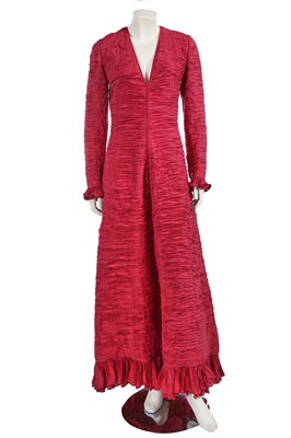 Lot 721 - A Sybil Connolly pink pleated linen evening dress, 1960s