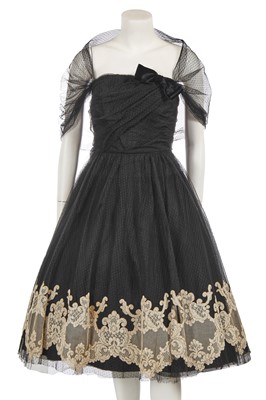 Lot 722 - A Jean Patou black point d'esprit cocktail dress, circa 1963