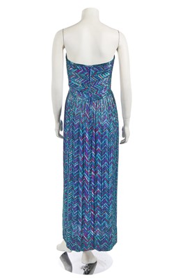 Lot 619 - A Bob Mackie printed and beaded silk satin dress, 1980s