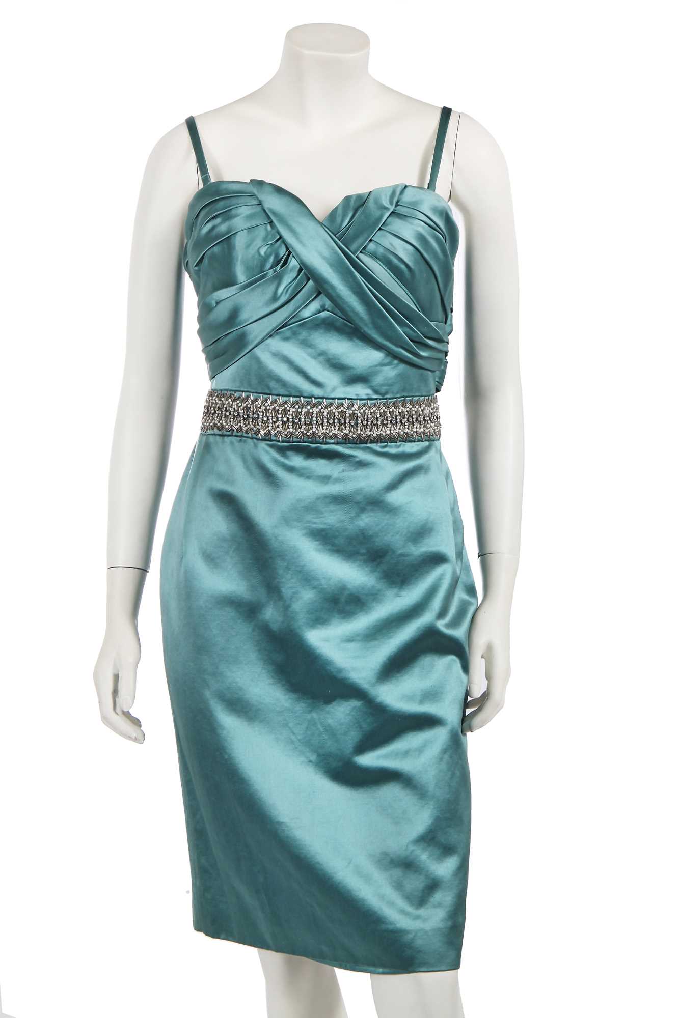 Lot 357 - A Christian Dior by John Galliano teal satin cocktail dress, circa 2008