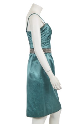 Lot 357 - A Christian Dior by John Galliano teal satin cocktail dress, circa 2008