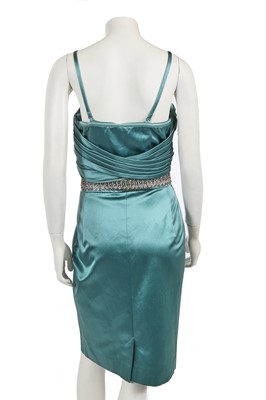 Lot 357 - A Christian Dior by John Galliano teal satin cocktail dress, circa 2008