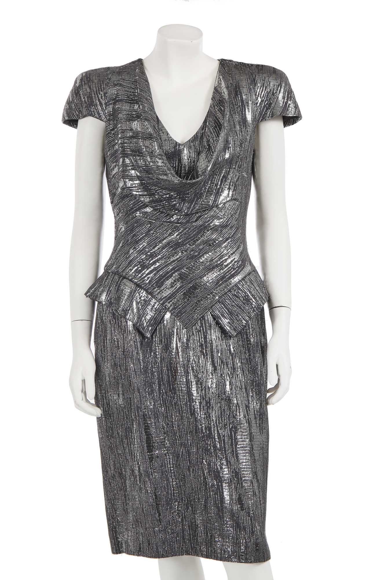 Lot 372 - An Alexander McQueen silver lamé dress, circa 2009