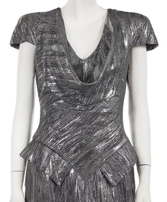 Lot 372 - An Alexander McQueen silver lamé dress, circa 2009