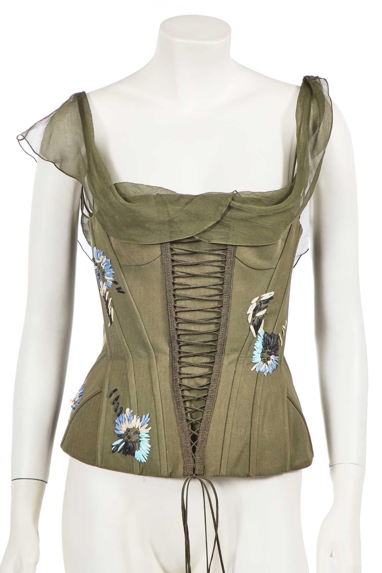 Lot 365 - A John Galliano army-green cotton gaberdine corset, early 2000s