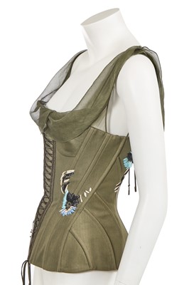 Lot 365 - A John Galliano army-green cotton gaberdine corset, early 2000s