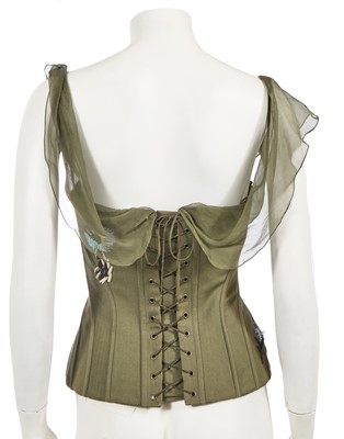 Lot 365 - A John Galliano army-green cotton gaberdine corset, early 2000s