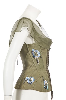 Lot 365 - A John Galliano army-green cotton gaberdine corset, early 2000s