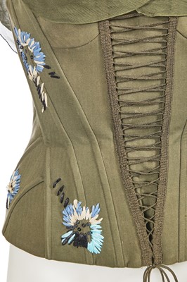 Lot 365 - A John Galliano army-green cotton gaberdine corset, early 2000s