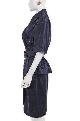 Lot 236 - A Chanel by Karl Lagerfeld navy blue cotton dress, circa 1989