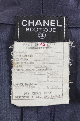 Lot 236 - A Chanel by Karl Lagerfeld navy blue cotton dress, circa 1989