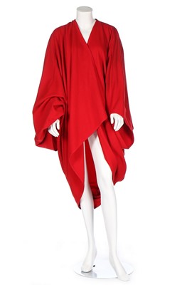Lot 166 - An Issey Miyake red wool cocoon coat,...