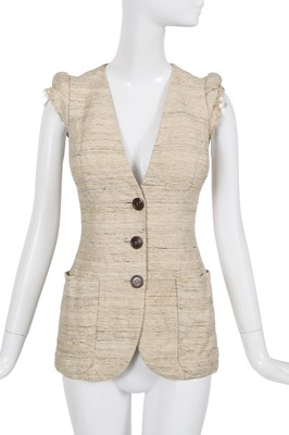 Lot 212 - A Maison Martin Margiela beige raw silk sleeveless jacket, Spring-Summer 1990