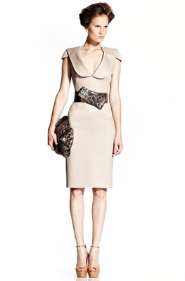 Lot 318 - An Alexander McQueen by Sarah Burton beige cotton-blend piqué cocktail dress, Resort 2011