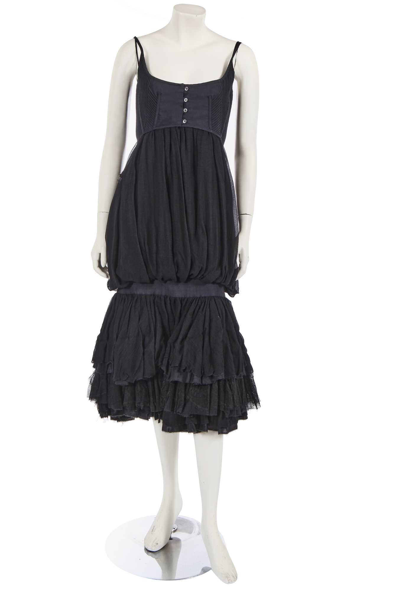 Lot 380 - An Alexander McQueen black cotton and chiffon ensemble, 'It's Only a Game' collection, Spring-Summer 2005