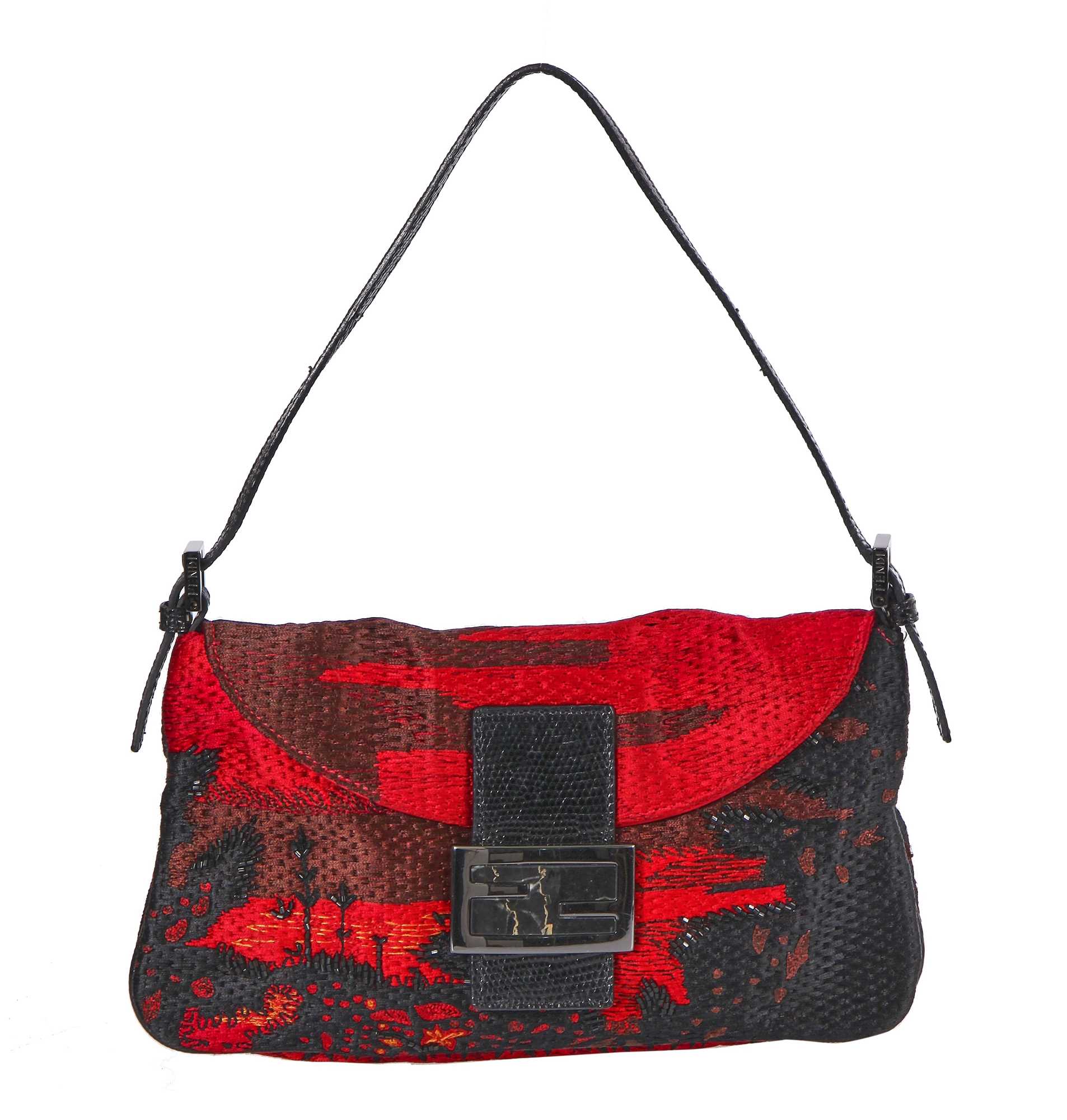 Lot 260 - A Fendi by Karl Lagerfeld embroidered baguette bag, early 2000s