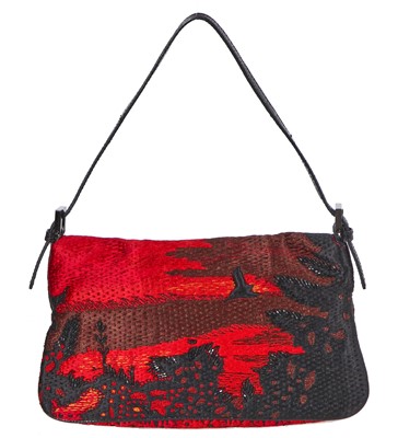 Lot 260 - A Fendi by Karl Lagerfeld embroidered baguette bag, early 2000s