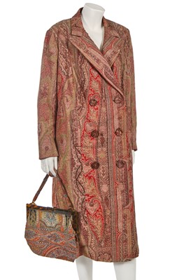 Lot 768 - A Paisley wool coat and bag ensemble, early 1920s