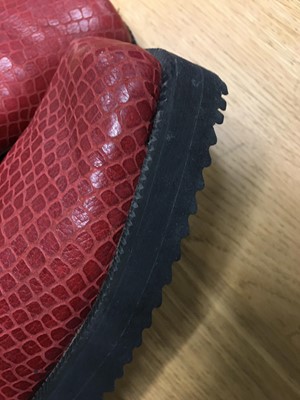 Lot 606 - A pair of John Moore (House of Beauty and Culture) brown leather 'hog toe' shoes, late 1980s