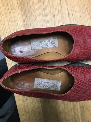 Lot 606 - A pair of John Moore (House of Beauty and Culture) brown leather 'hog toe' shoes, late 1980s