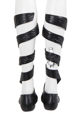 Lot 266 - A pair of Zaha Hadid for Lacoste black leather shoes, 2009