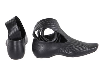 Lot 266 - A pair of Zaha Hadid for Lacoste black leather shoes, 2009