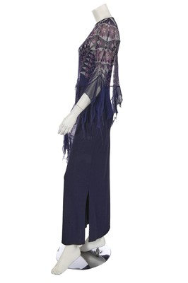 Lot 403 - A Zandra Rhodes printed chiffon and navy jersey ensemble, circa 2005