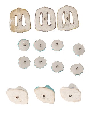 Lot 274 - A group of Hélène Mechin hat and buckle ceramic buttons, 1930s-1950s