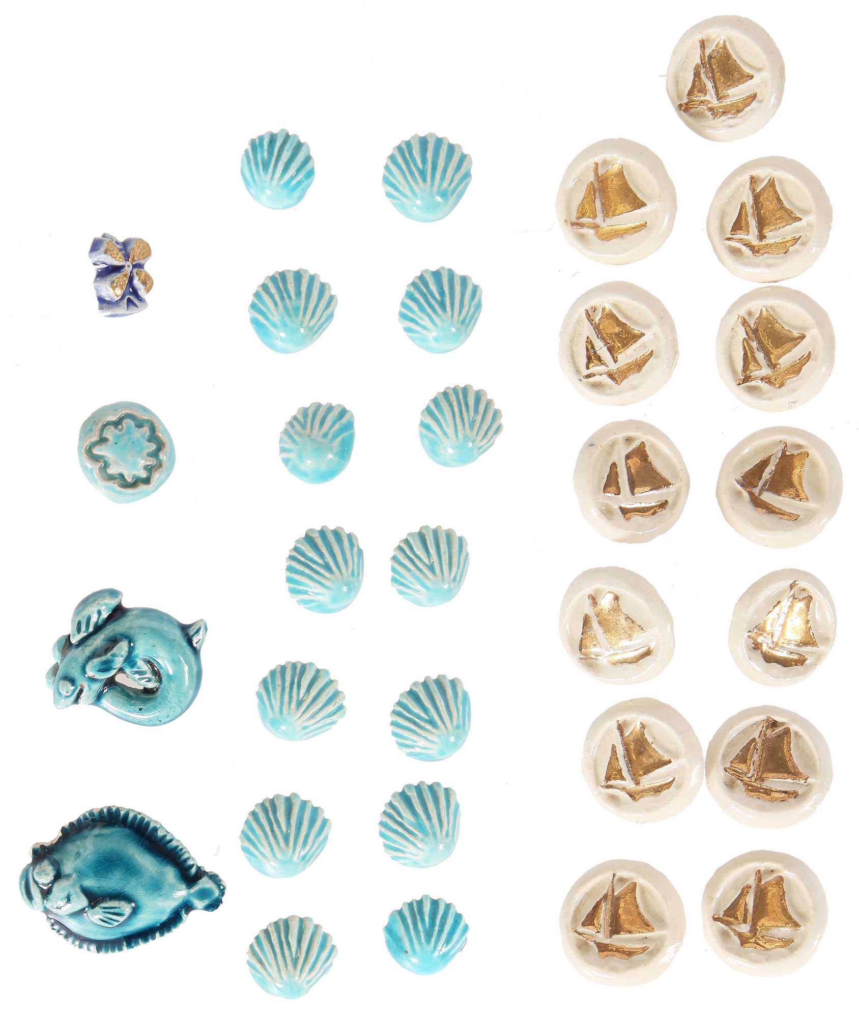 Lot 277 - A group of Hélène Mechin nautical-themed ceramic buttons, 1930s-1950s