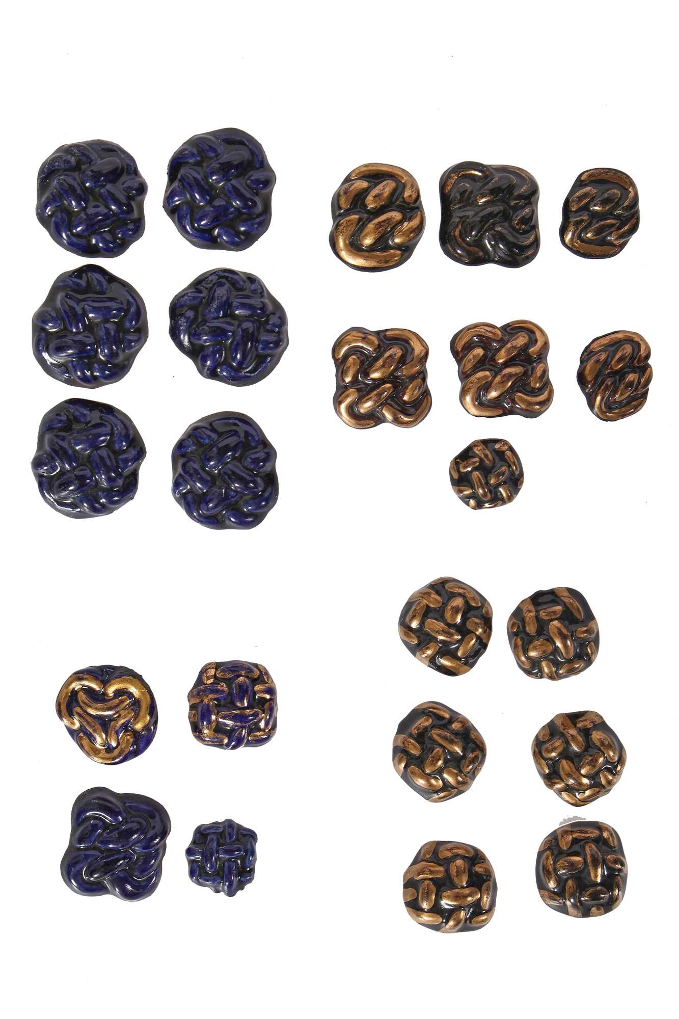 Lot 279 - A group of Hélène Mechin ceramic knot buttons, 1930s-1950s