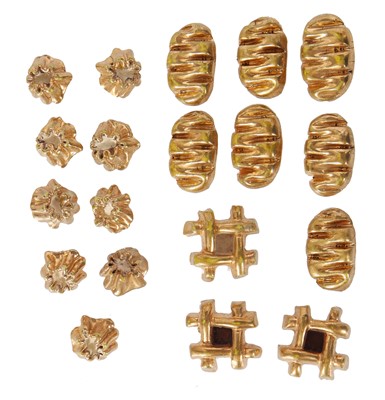 Lot 285 - A group of Hélène Mechin gold ceramic buttons, 1930s-1950s