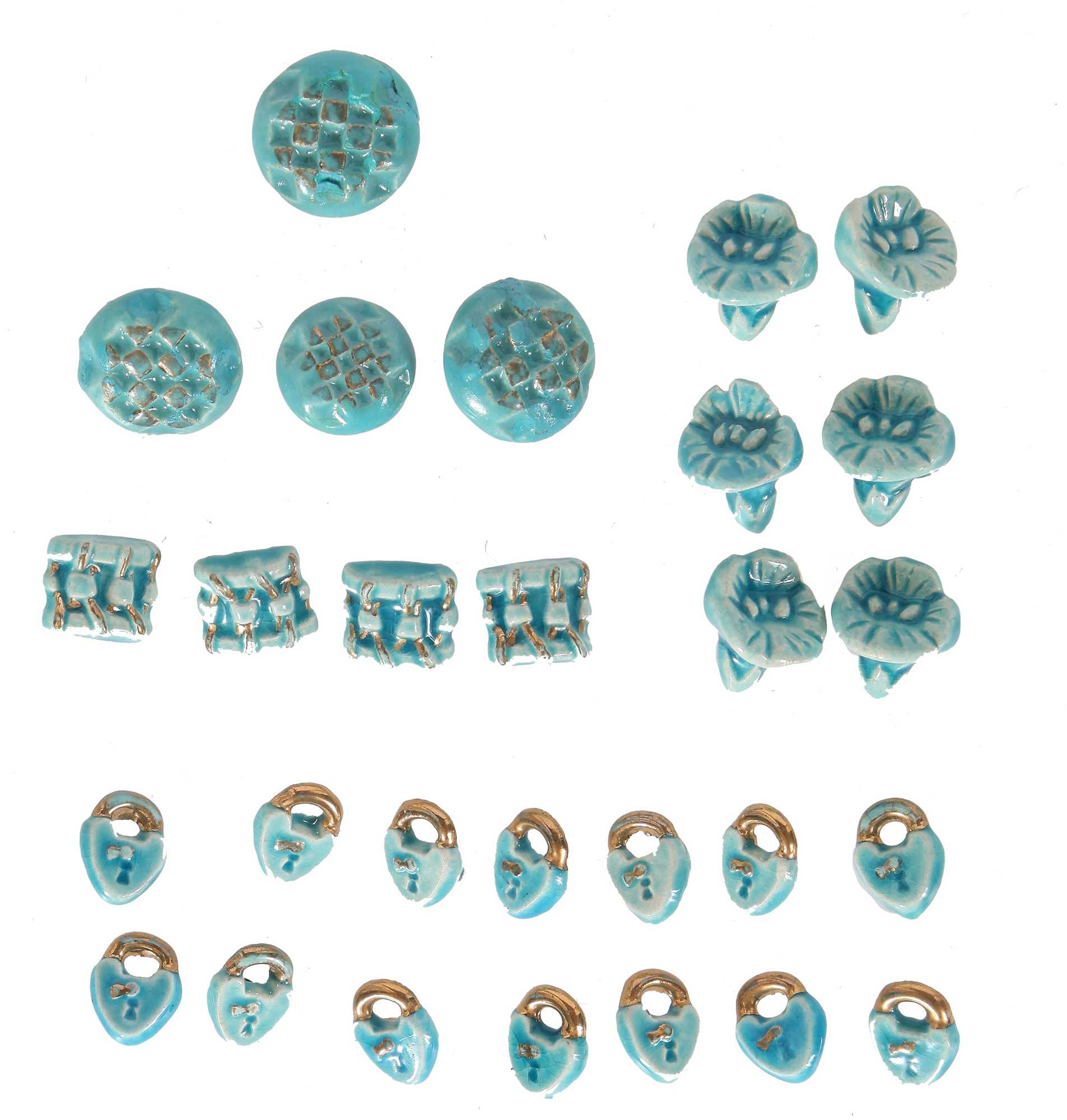 Lot 286 - A group of Hélène Mechin turquoise ceramic buttons, 1930s-1950s