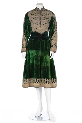 Lot 450 - A green velvet robe, North African, early 20th...