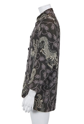 Lot 150 - An English Eccentrics hand-embroidered grey cotton-blend jacket, Autumn-Winter 1987-88