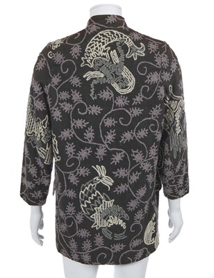 Lot 150 - An English Eccentrics hand-embroidered grey cotton-blend jacket, Autumn-Winter 1987-88
